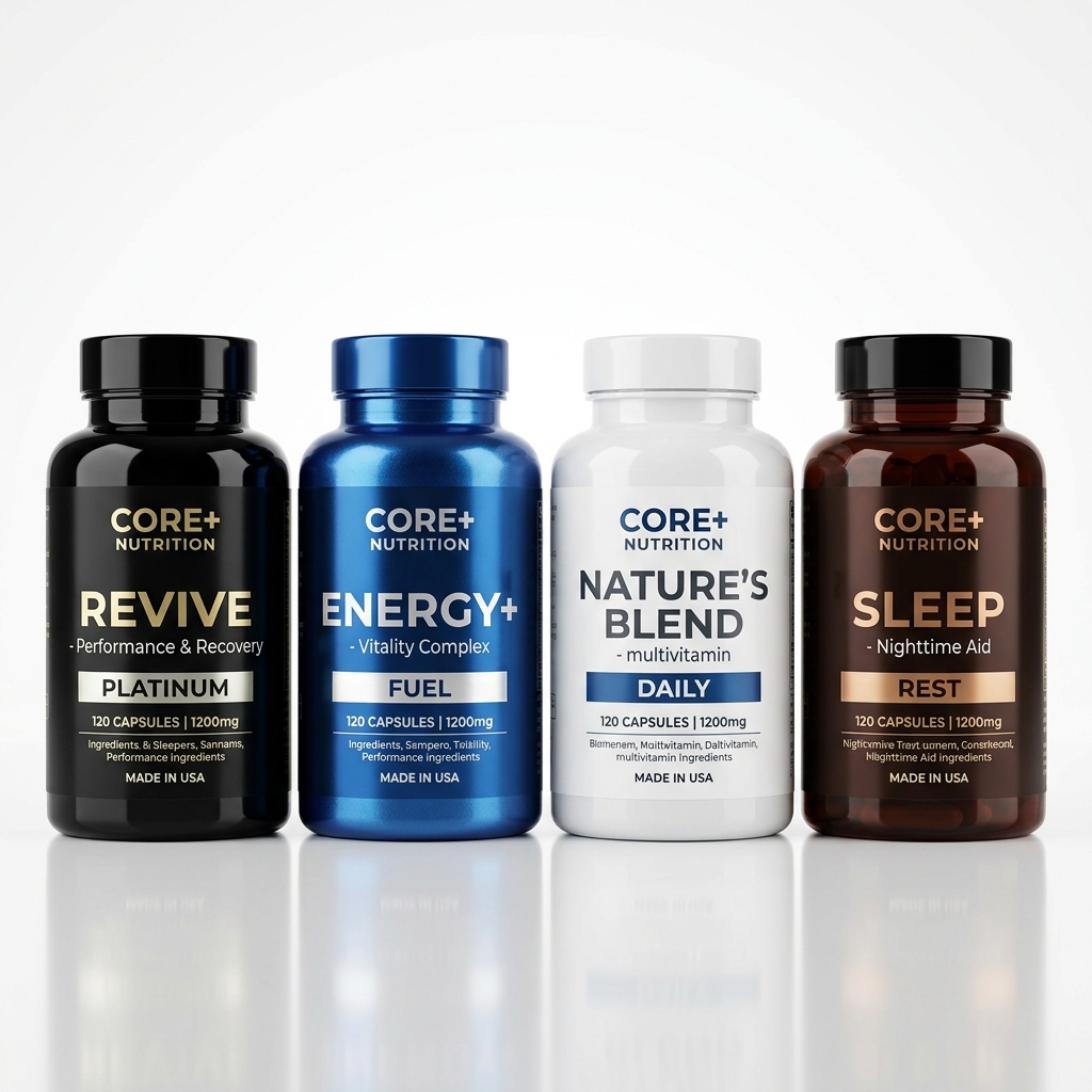 Colored supplement bottles