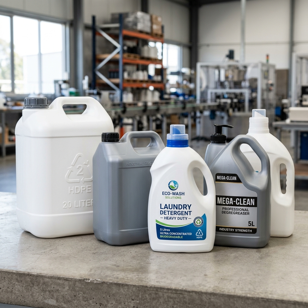 Extrusion blow molded HDPE laundry bottles